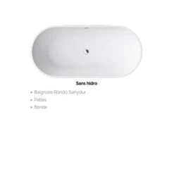 Baignoire îlot Au Sol à Poser Rondo - Sanycces - 150 X 75 X 57 Cm -Maison du Confort baignoire ilot au sol a poser rondo sanycces 150 x 75 x 57 cm 3