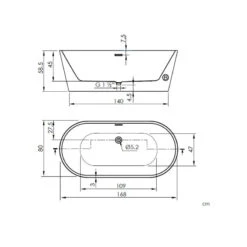 Baignoire îlot Au Sol Torino - 168 X 80 X 58,5 Cm -Maison du Confort baignoire ilot au sol torino 168 x 80 x 585 cm 2