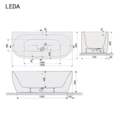 Baignoire Semi-îlot Greta Monoline 180 X 80 Cm 7 Baignoire Semi-îlot Greta Monoline 180 X 80 Cm -Maison du Confort baignoire semi ilot greta monoline 2