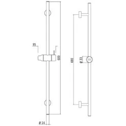 Barre De Douche Murale + Curseur Orientable AquaElite ø 14 - 600mm -Maison du Confort barre de douche murale curseur orientable aquaelite o 14 600mm 2