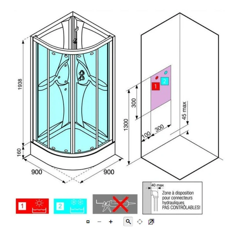 CABINE DE DOUCHE 900X900MM - 1/4 ROND 4 CABINE DE DOUCHE 900X900MM - 1/4 ROND – Image 2