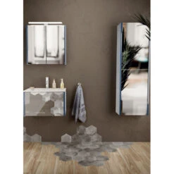 Colonne De Rangement Wueko Iro - 2 Portes + Miroirs - 140,4x25cm -Maison du Confort colonne de rangement wueko iro 2 portes miroirs 1404x25cm 4