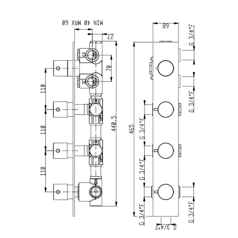 Ensemble De Douche Chromothérapie AquaElite 620 X 620 Mm - 3 Fonctions - 3 Body Jets 12 Ensemble De Douche Chromothérapie AquaElite 620 X 620 Mm - 3 Fonctions - 3 Body Jets – Image 10
