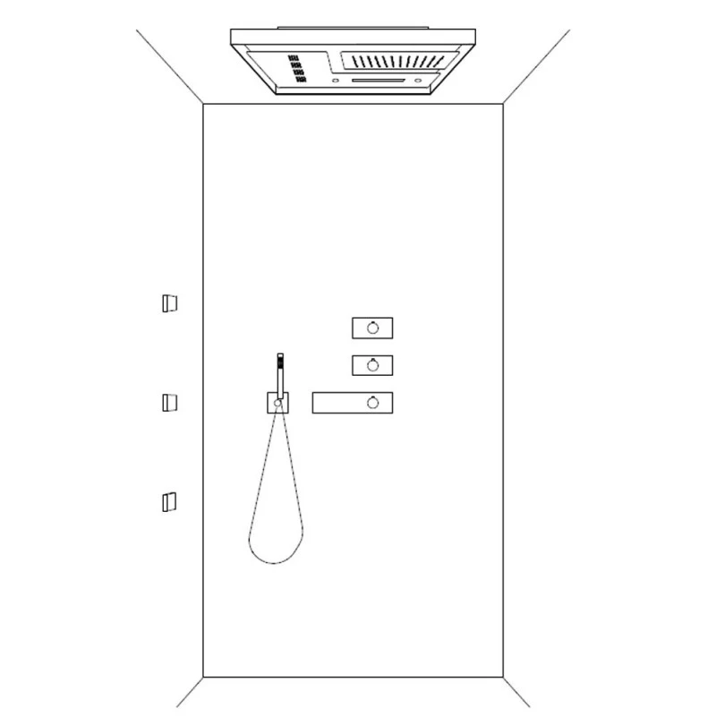 Ensemble De Douche Chromothérapie AquaElite 620x620mm - 4 Fonctions - 3 Body Jets 7 Ensemble De Douche Chromothérapie AquaElite 620x620mm - 4 Fonctions - 3 Body Jets – Image 5