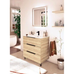 Ensemble Salle De Bain Lokka Chêne Craquelé - 90cm