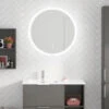 Miroir Lumineux LED Rond -Maison du Confort ensemble salle de bain meuble double vasques 4 tiroirs 6