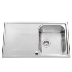 Évier Inox Lisse à Encastrer - 1 Cuve 1 égouttoir WAKE - 86 X 50 Cm