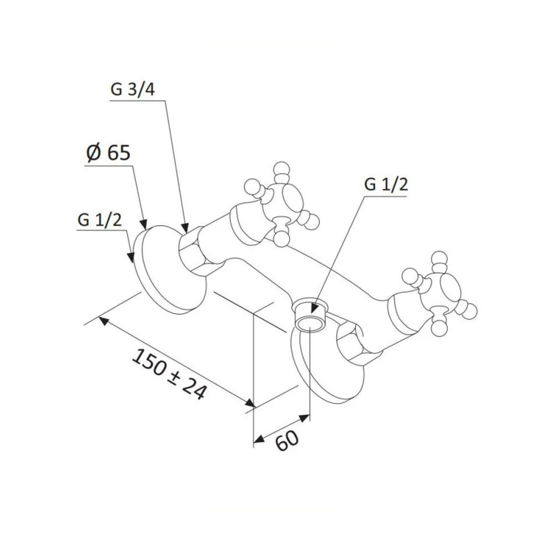 Mélangeur Baignoire Chromé Nu - Tradition - Monocommande 4 Mélangeur Baignoire Chromé Nu - Tradition - Monocommande – Image 2