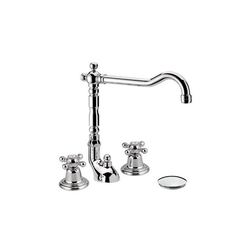 Mélangeur Lavabo Tradition Chromé 3 Trous Bec Mobile Avec Vidage 3 Mélangeur Lavabo Tradition Chromé 3 Trous Bec Mobile Avec Vidage