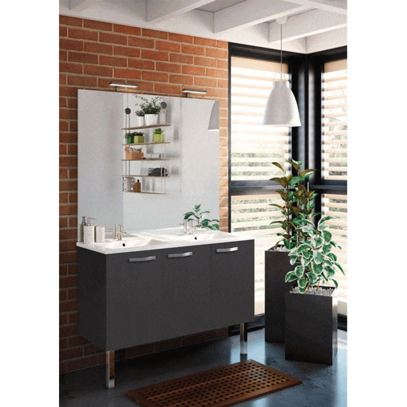 Meuble Salle De Bain + Double Vasque Angelo 3 Portes - 120 Cm 4 Meuble Salle De Bain + Double Vasque Angelo 3 Portes - 120 Cm – Image 2