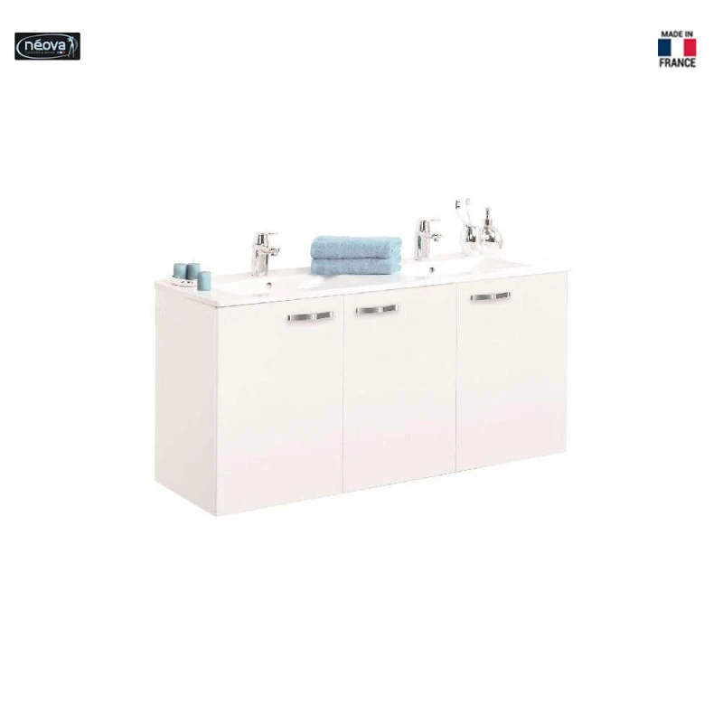 Meuble Salle De Bain + Double Vasque Angelo 3 Portes - 120 Cm 5 Meuble Salle De Bain + Double Vasque Angelo 3 Portes - 120 Cm – Image 3