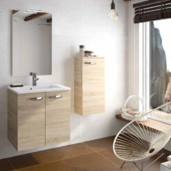 Meuble Salle De Bain + Simple Vasque Angelo 2 Portes - 80 Cm
