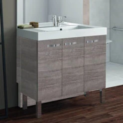 Meuble Salle De Bain + Simple Vasque Ergo 3 Portes - 90 Cm -Maison du Confort meuble simple vasque ergo 90cm 1