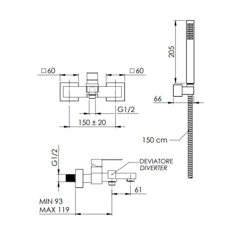 Mitigeur Baignoire Avec Duplex, Chromé - Polar 4 Mitigeur Baignoire Avec Duplex, Chromé - Polar – Image 2