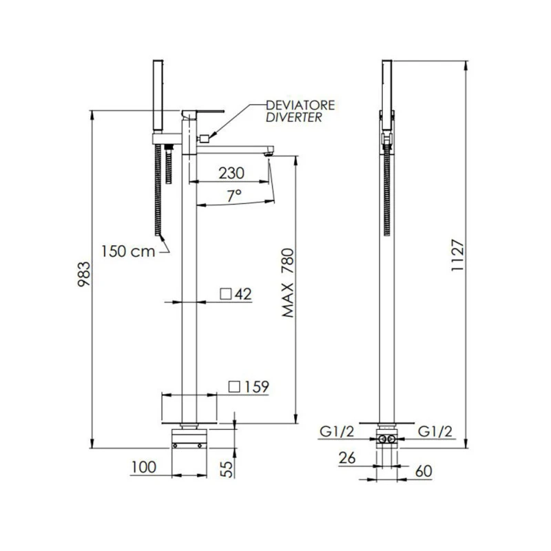 Mitigeur Baignoire Avec Duplex - Polar 5 Mitigeur Baignoire Avec Duplex - Polar – Image 3