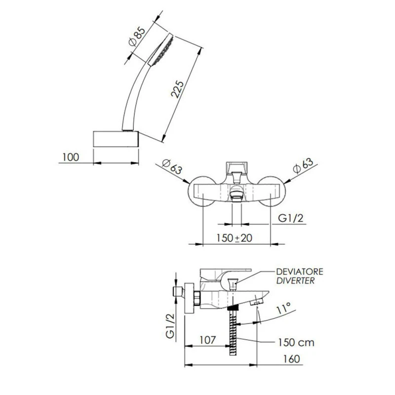 Mitigeur Baignoire Chromé Avec Duplex - Surf 4 Mitigeur Baignoire Chromé Avec Duplex - Surf – Image 2