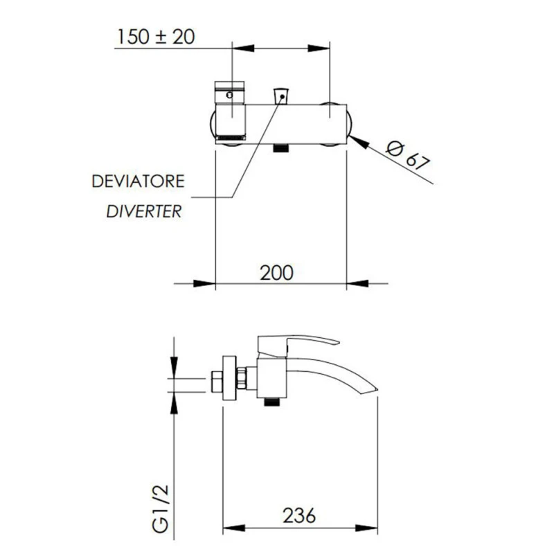 Mitigeur Baignoire Chromé Avec Jet Cascade Nu - Marte 4 Mitigeur Baignoire Chromé Avec Jet Cascade Nu - Marte – Image 2