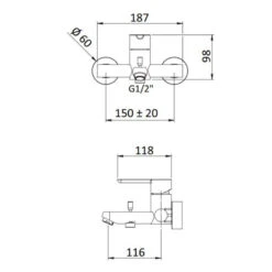 Mitigeur Bain-douche Mural Sans Accessoires - Noir 5 Mitigeur Bain-douche Mural Sans Accessoires - Noir -Maison du Confort mitigeur bain douche mural sans accessoires noir 1