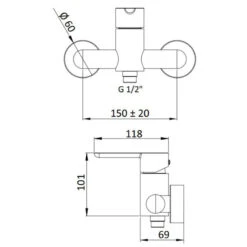 Mitigeur Douche Chromé Nu - Noir - Monocommande -Maison du Confort mitigeur douche chrome nu noir monocommande 1