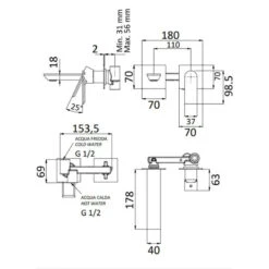 Mitigeur Lavabo Mural 2 Pièces (sans Boitier) Chromé - Avenue -Maison du Confort mitigeur lavabo mural 2 pieces sans boitier chrome avenue 2