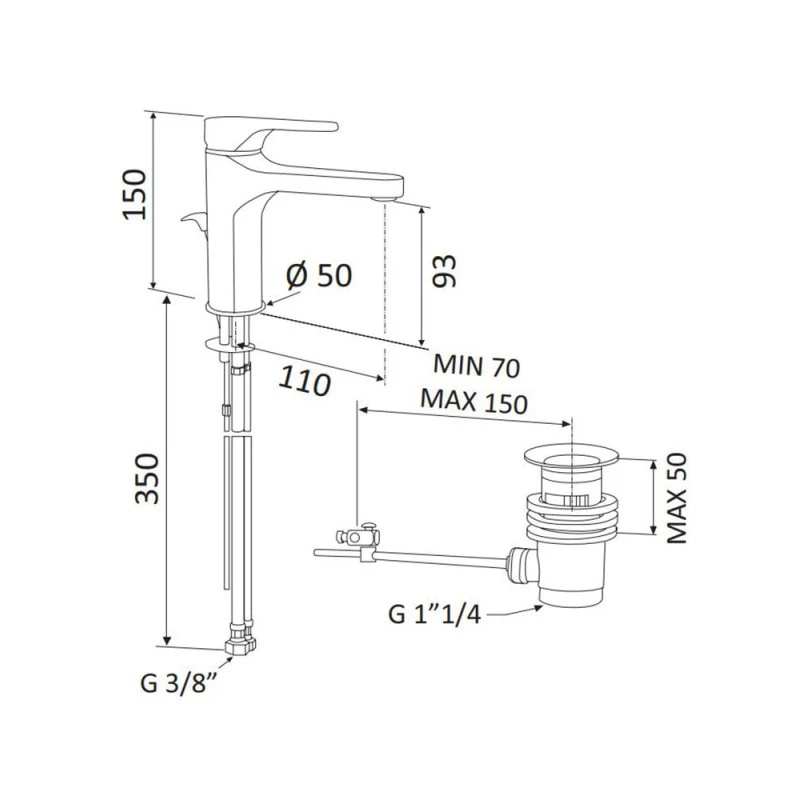 Mitigeur Lavabo Salle De Bain Chromé Avec Vidage - Surf 5 Mitigeur Lavabo Salle De Bain Chromé Avec Vidage - Surf – Image 3