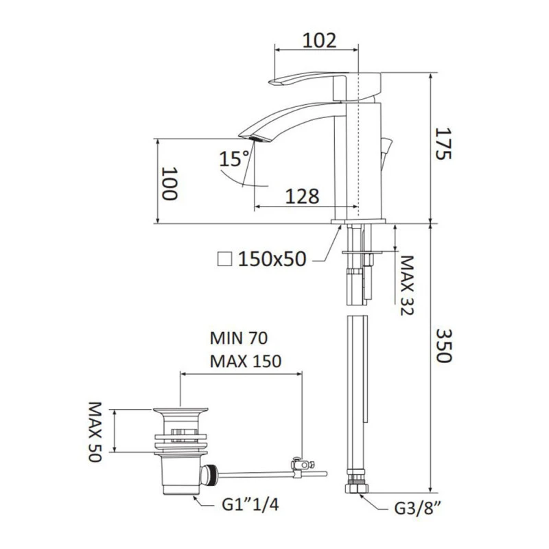 Mitigeur Lavabo Salle De Bain Surélevé Chromé Sans Vidage - Marte 4 Mitigeur Lavabo Salle De Bain Surélevé Chromé Sans Vidage - Marte – Image 2
