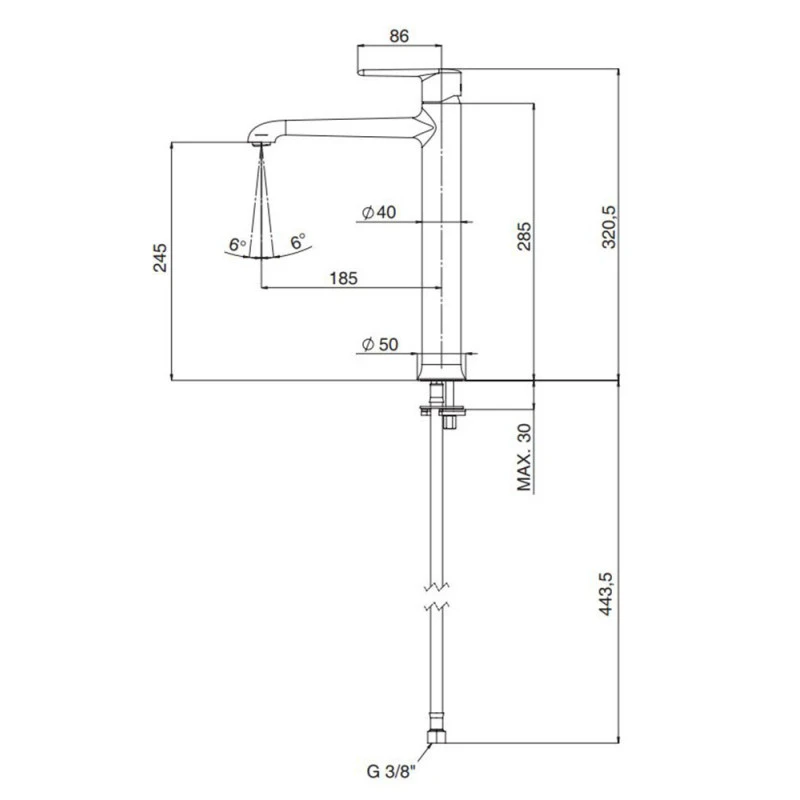 Mitigeur Lavabo Surélevé Chromé Sans Vidage - Armonia 5 Mitigeur Lavabo Surélevé Chromé Sans Vidage - Armonia – Image 3