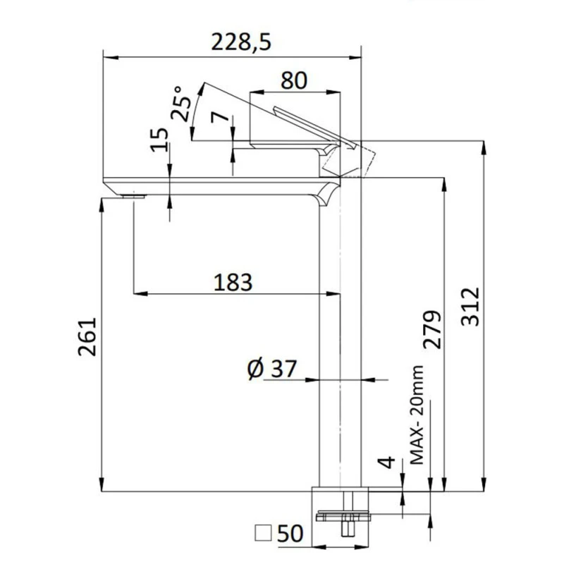 Mitigeur Lavabo Surélevé Chromé, Sans Vidage - Avenue 5 Mitigeur Lavabo Surélevé Chromé, Sans Vidage - Avenue – Image 3