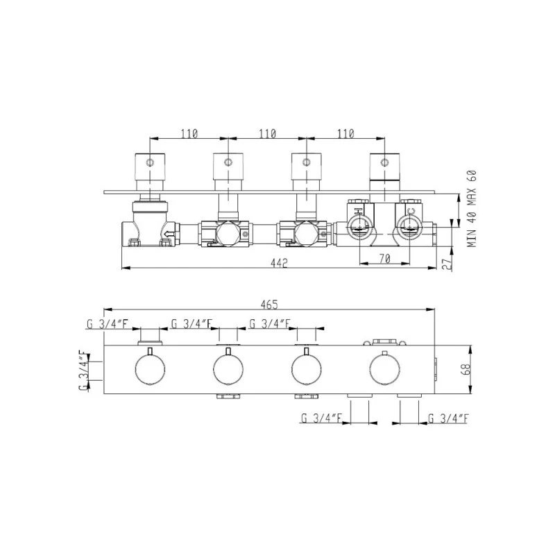 Mitigeur Thermostatique De Douche à Encastrer AquaElite - 4 Voies 5 Mitigeur Thermostatique De Douche à Encastrer AquaElite - 4 Voies – Image 3