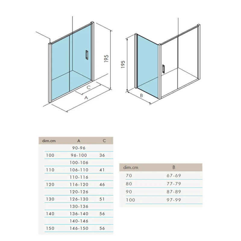 Paroi De Douche Fermée - New Lisboa - 1 Porte - 1 Latérale 4 Paroi De Douche Fermée - New Lisboa - 1 Porte - 1 Latérale – Image 2