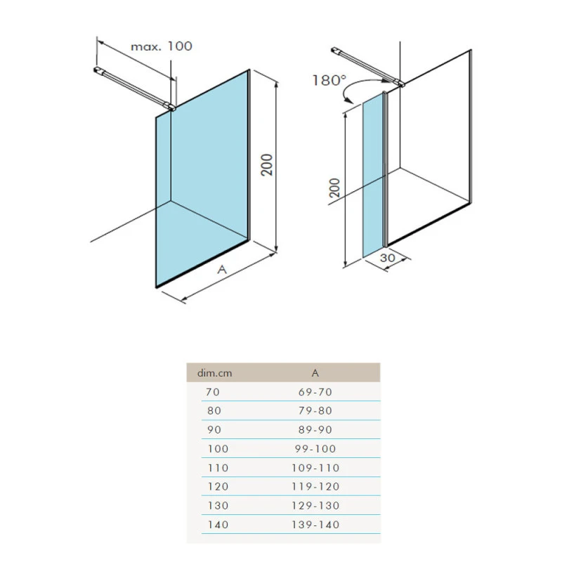 Paroi De Douche Ouverte - Single Fumé Capitonné - 1 Porte 4 Paroi De Douche Ouverte - Single Fumé Capitonné - 1 Porte – Image 2