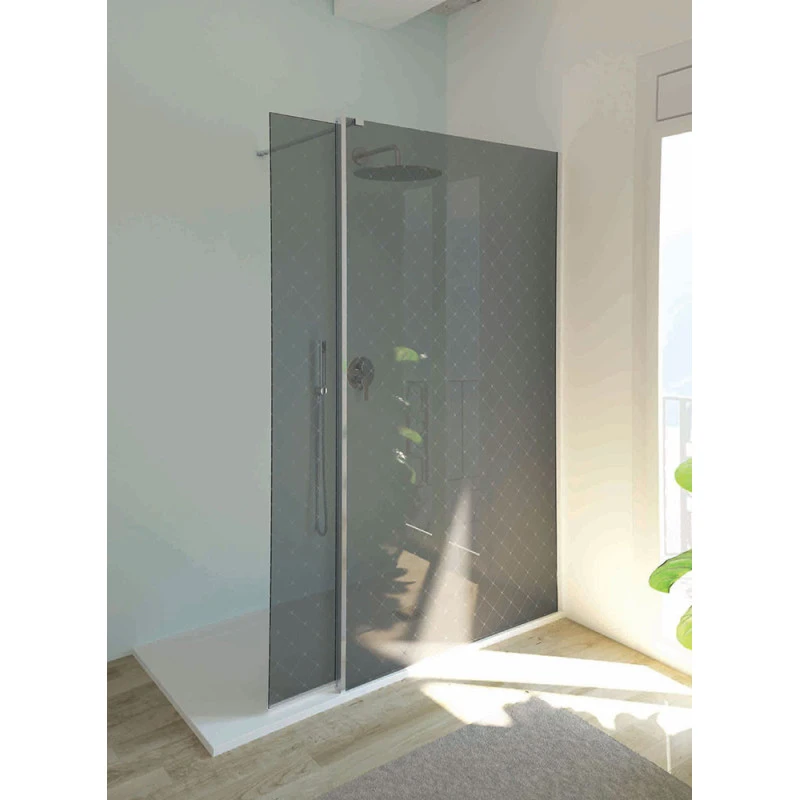 Paroi De Douche Ouverte - Single Fumé Capitonné - 1 Porte 3 Paroi De Douche Ouverte - Single Fumé Capitonné - 1 Porte