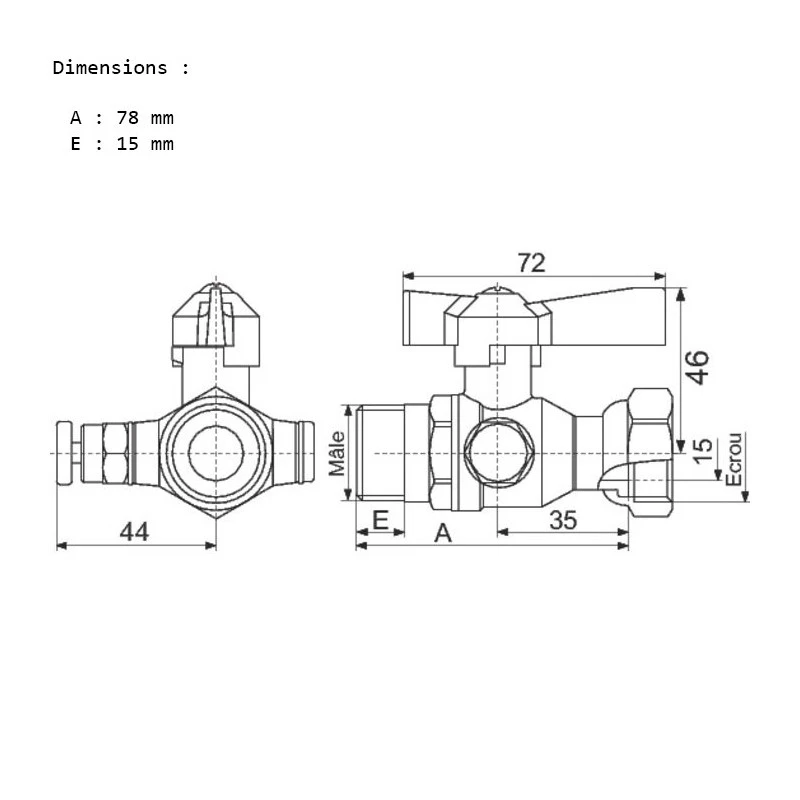 Robinet Compteur MF Droit à Purge 3/4" 4 Robinet Compteur MF Droit à Purge 3/4" – Image 2