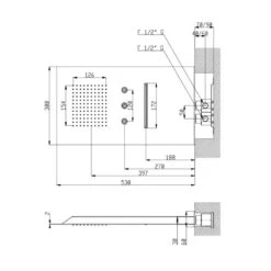 Tête De Douche + Commande Murale AquaElite 530 X 300mm - 2 Jets -Maison du Confort tete de douche commande murale aquaelite 530 x 300mm 2 jets 2