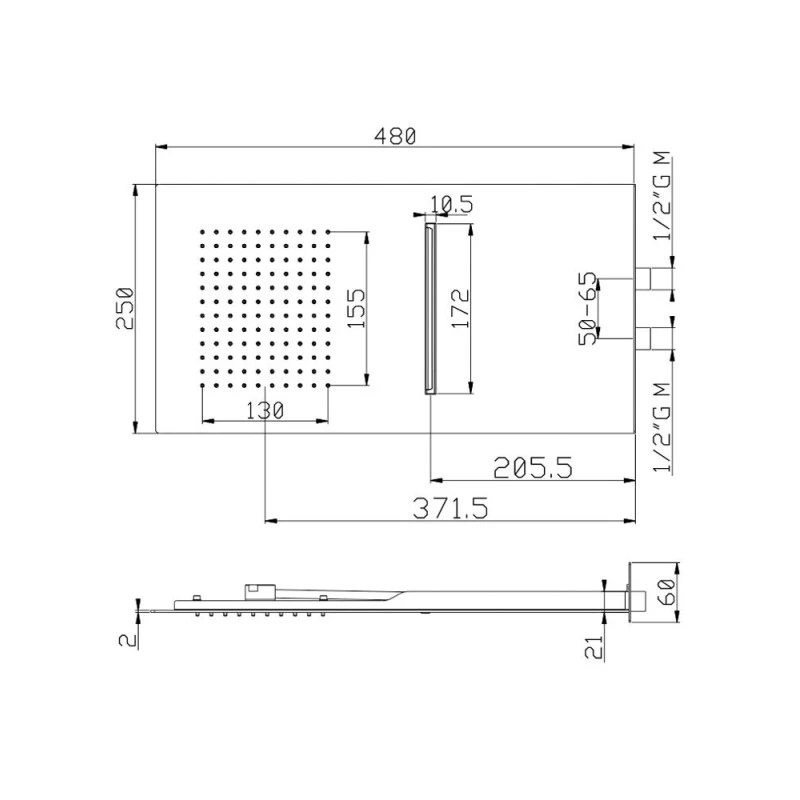 Tête De Douche Murale AquaElite 480 X 250mm - 2 Jets 6 Tête De Douche Murale AquaElite 480 X 250mm - 2 Jets – Image 4
