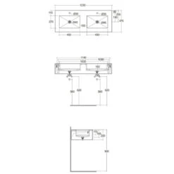 Vasque Double Suspendue - Rak-Precious - Dim 123 X 47 X 22 Cm -Maison du Confort vasque double suspendue rak precious dim 123 x 47 x 22 cm 3