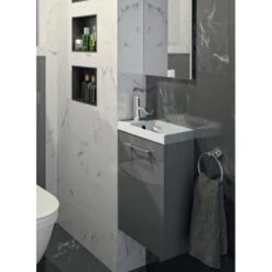 Vasque Marbre Synthèse Pour Meuble Lave-mains Media - 40 Cm -Maison du Confort vasque marbre synthese pour meuble lave mains media 40 cm 1