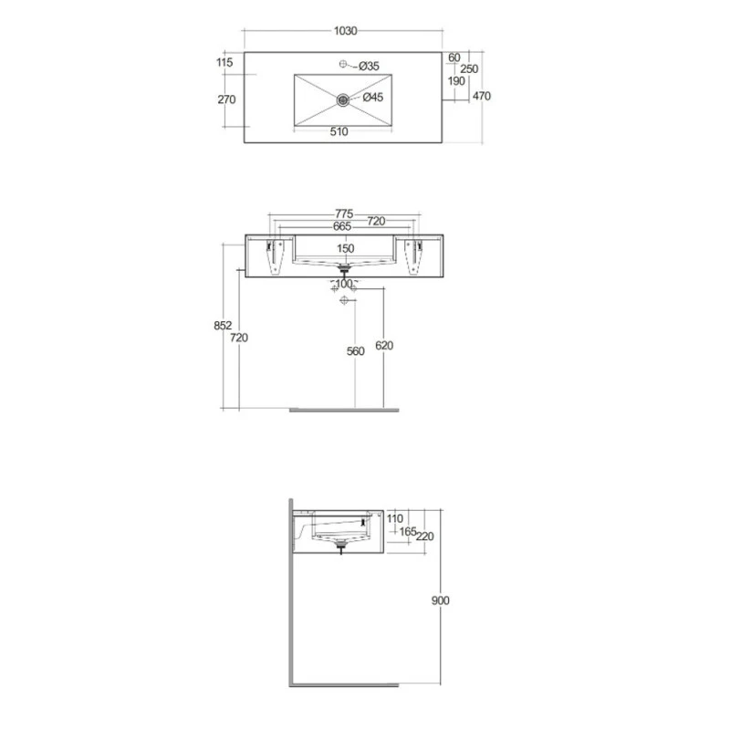 Vasque Suspendue - Rak-Precious - Dimensions 103 X 47 X 22 Cm 6 Vasque Suspendue - Rak-Precious - Dimensions 103 X 47 X 22 Cm – Image 4